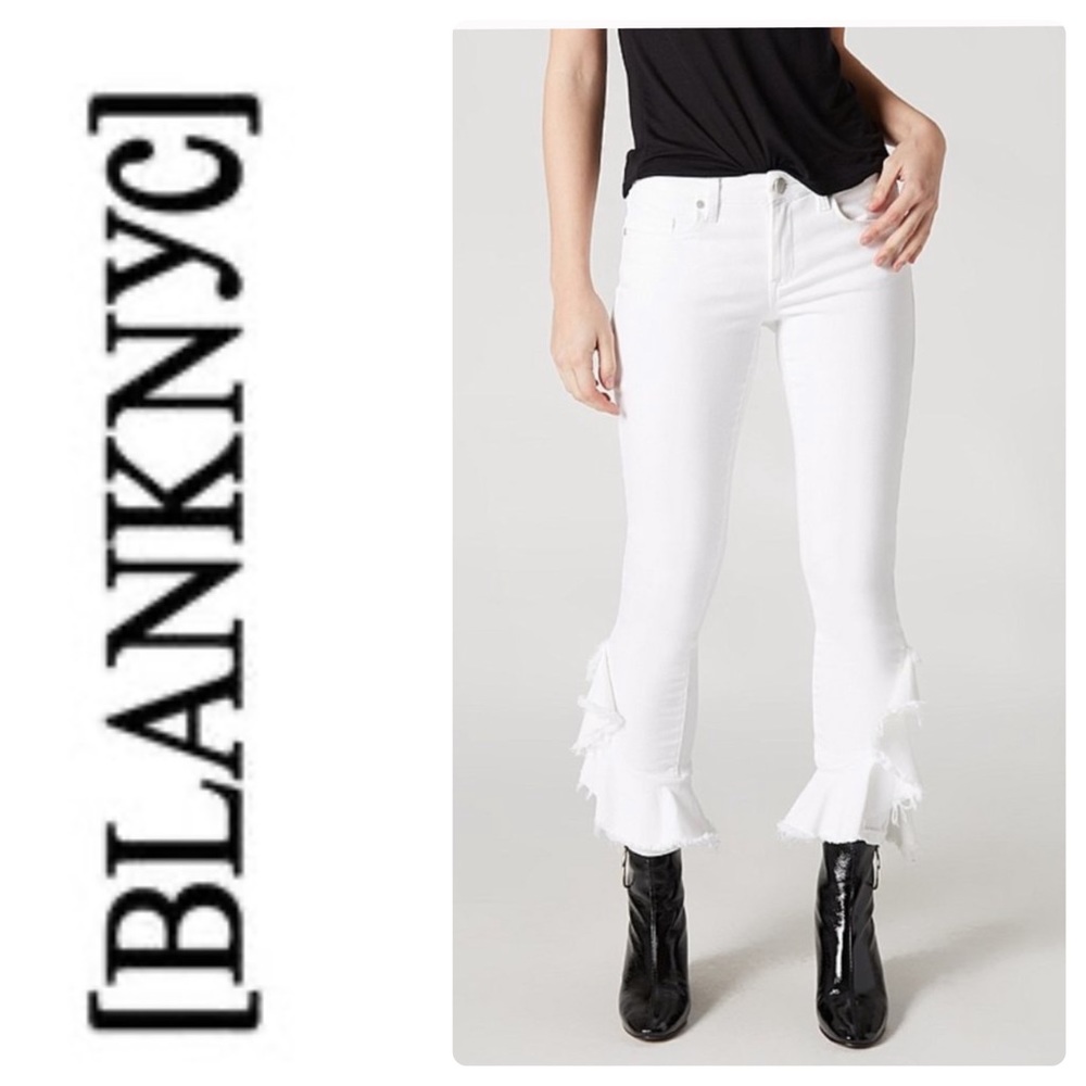 Blanknyc white ruffle jeans